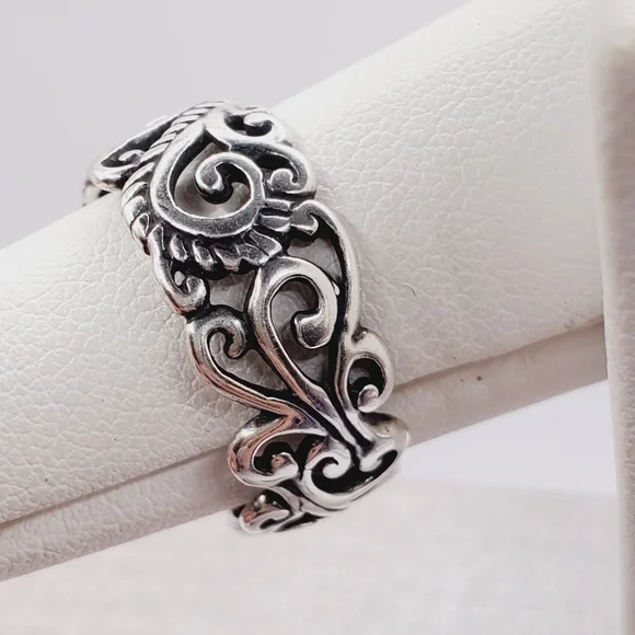 Genuine Blue Sleeping Beauty Turquoise 925 Sterling Silver Eternity Swirl Ring - Picture 3 of 6